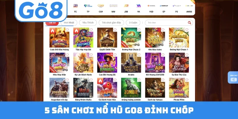 5 sân chơi nổ hũ GO8 đỉnh chóp