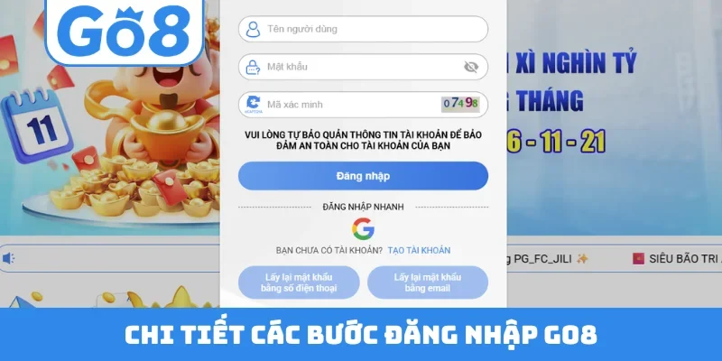 Chi tiết các bước đăng nhập GO8